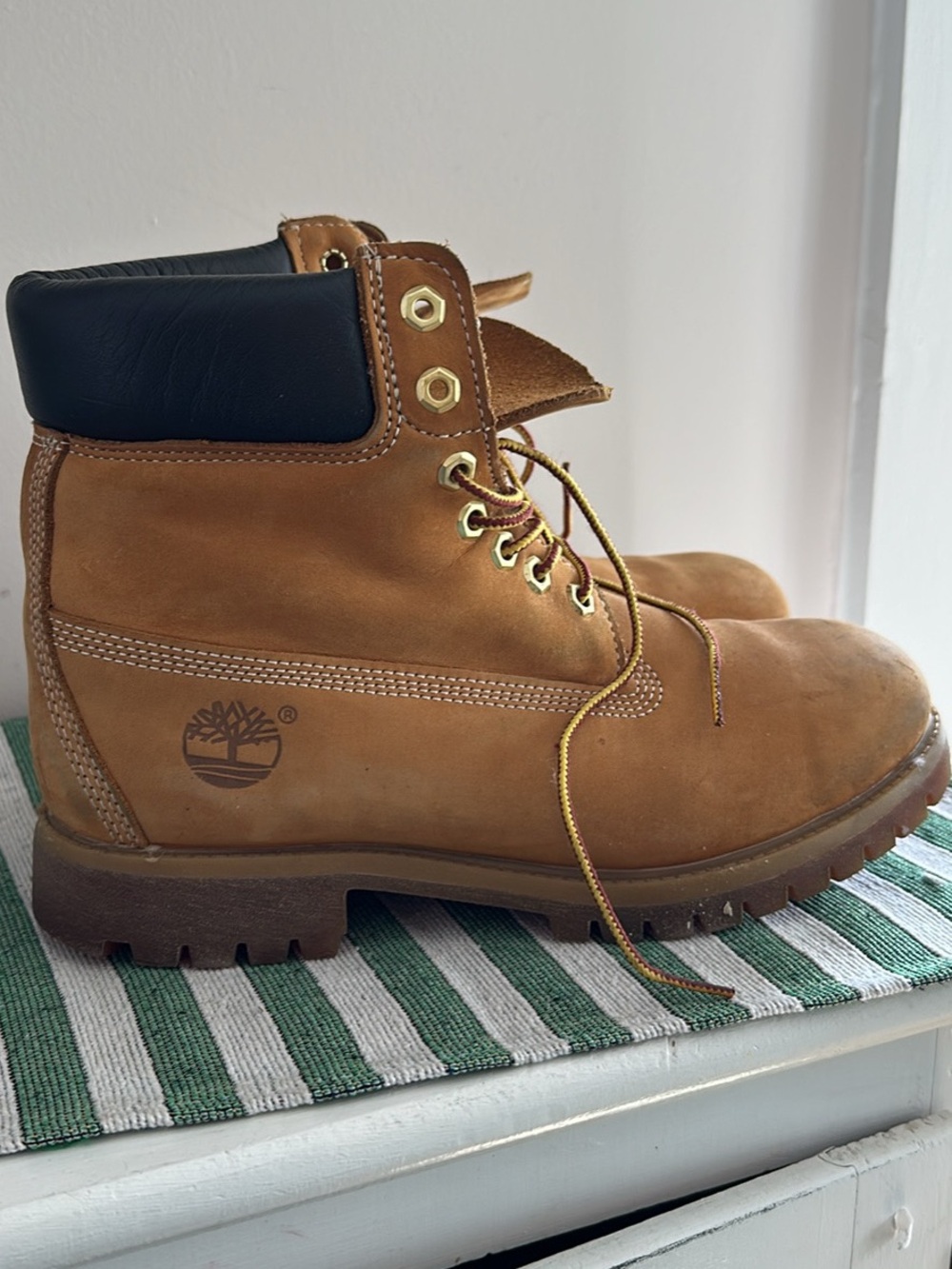 Timberland Wheat & Black Padded-Collar Work Boots